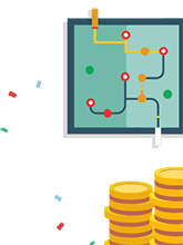 стопка монеток и график